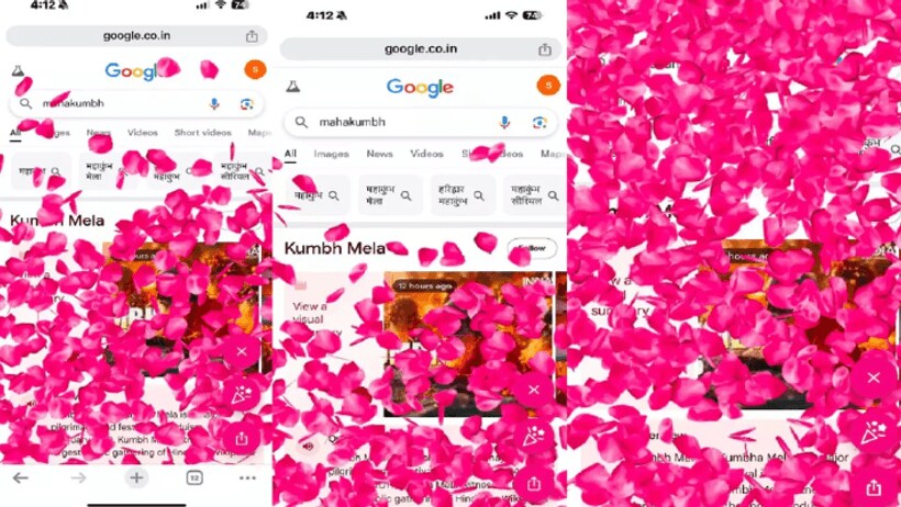 prayagraj mahakumbh 2025 google floral animation pink rose effect trending search