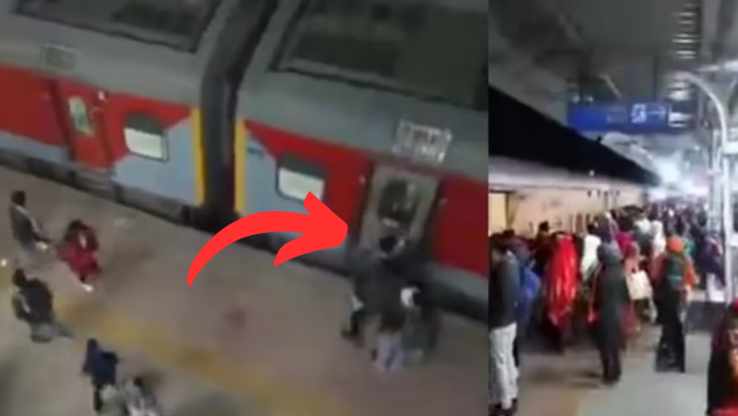 mahakumbh train attack harpalpur Stone pelting incident video viral