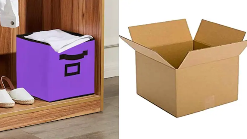 wardrobe organiser with old carton
