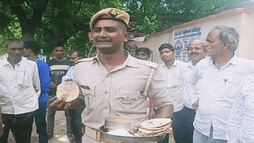 भोजन की थाली दिखा फिरोजाबाद में फूट फूटकर रोया सिपाही, कहा  शिकायत के बाद मिल रही बर्खास्तगी की धमकी