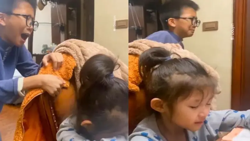 छोटी बहन को मैथ पढ़ाते पढ़ाते अचनाक जोर जोर से रोने लगा भाई, Viral Video को देख बचपन की आ जाएगी याद